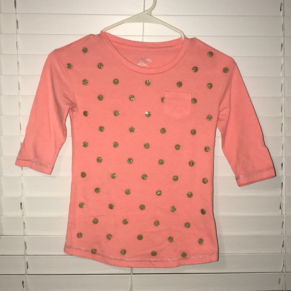 Girls peach gold sparkle shirt